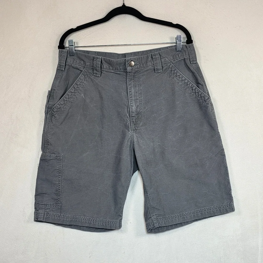Carhartt Carpenter Shorts Mens 34 Gray Relaxed Fit Canvas Workwear Utility